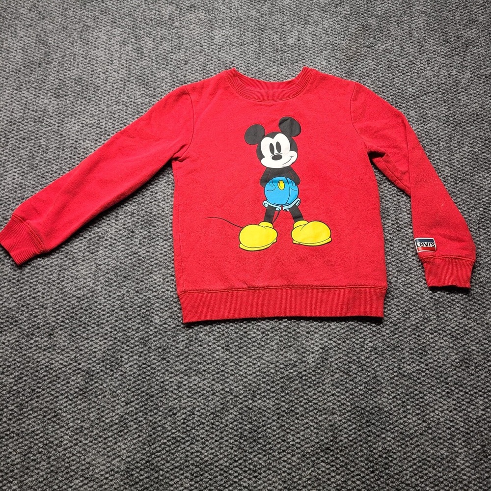Levi's x Disney Mickey Mouse Sweatshirt Unisex Kids 6-7Yrs Red Graphic Print